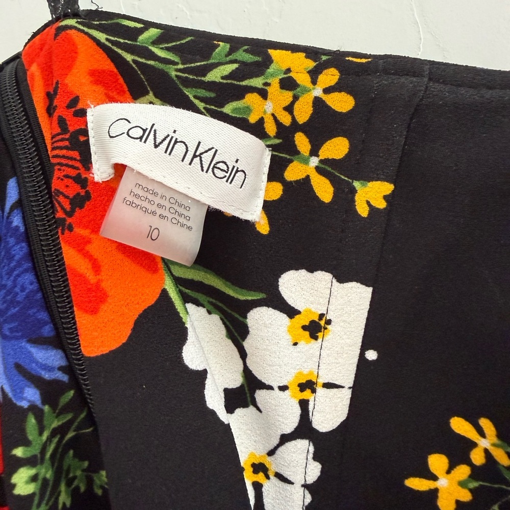 Calvin Klein Black Off-Shoulder Floral sheath Dress | cocktail floral dress 10 - Picture 5 of 10